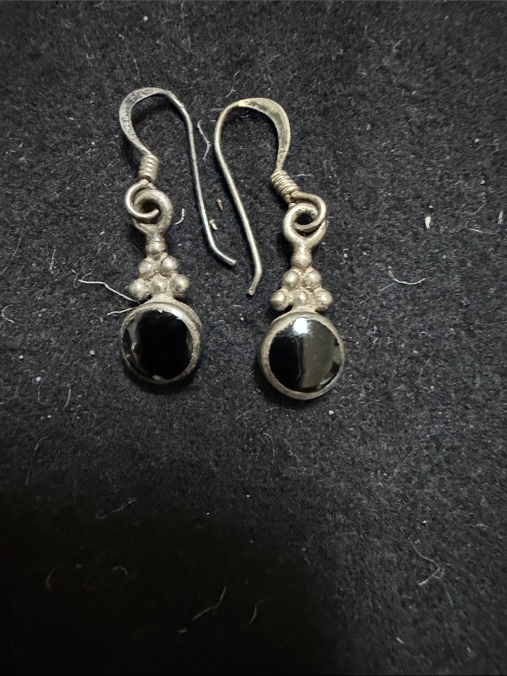 Source Unknown Silver-Tone Black Stone Drop Earrings